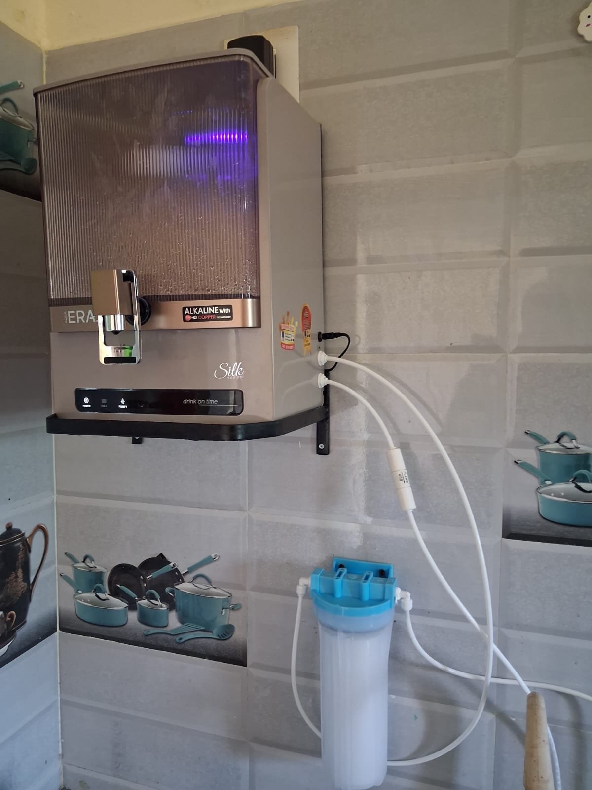 Live Domestic Copper RO Kitchen Installation